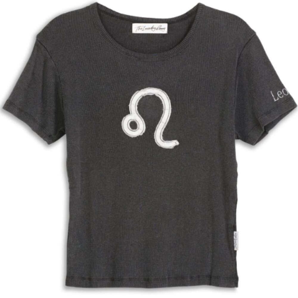 The Laundry Room x Free People Leo Stitch Baby Tee, Black Snow, Various